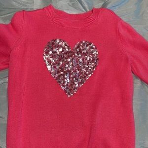 Gap Kids Girls Sequin Heart Pink Sweater